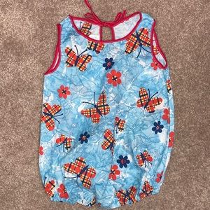 1970’s Vintage Sears cotton romper sunsuit butterflies size large